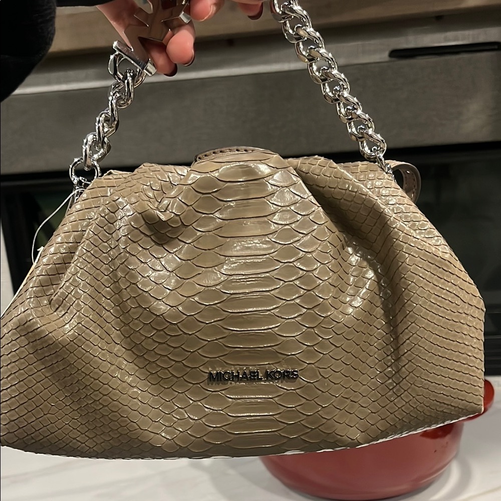 Michael Kors Tan Shoulder Bag with Textured Design